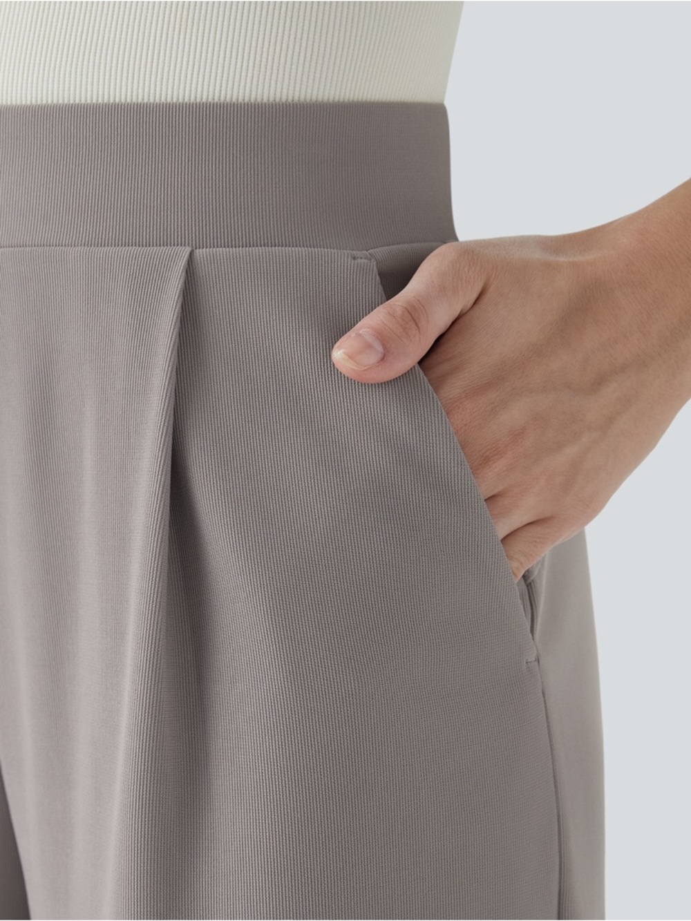 NWT Halara Flex™ MicroWaffle Wide Leg Work Pants Small Regular Taupe Gray - Picture 7 of 9